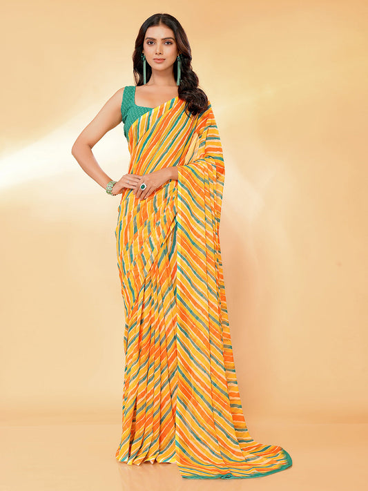 Janasya Orange Georgette Leheriya Printed Grab2Buy 