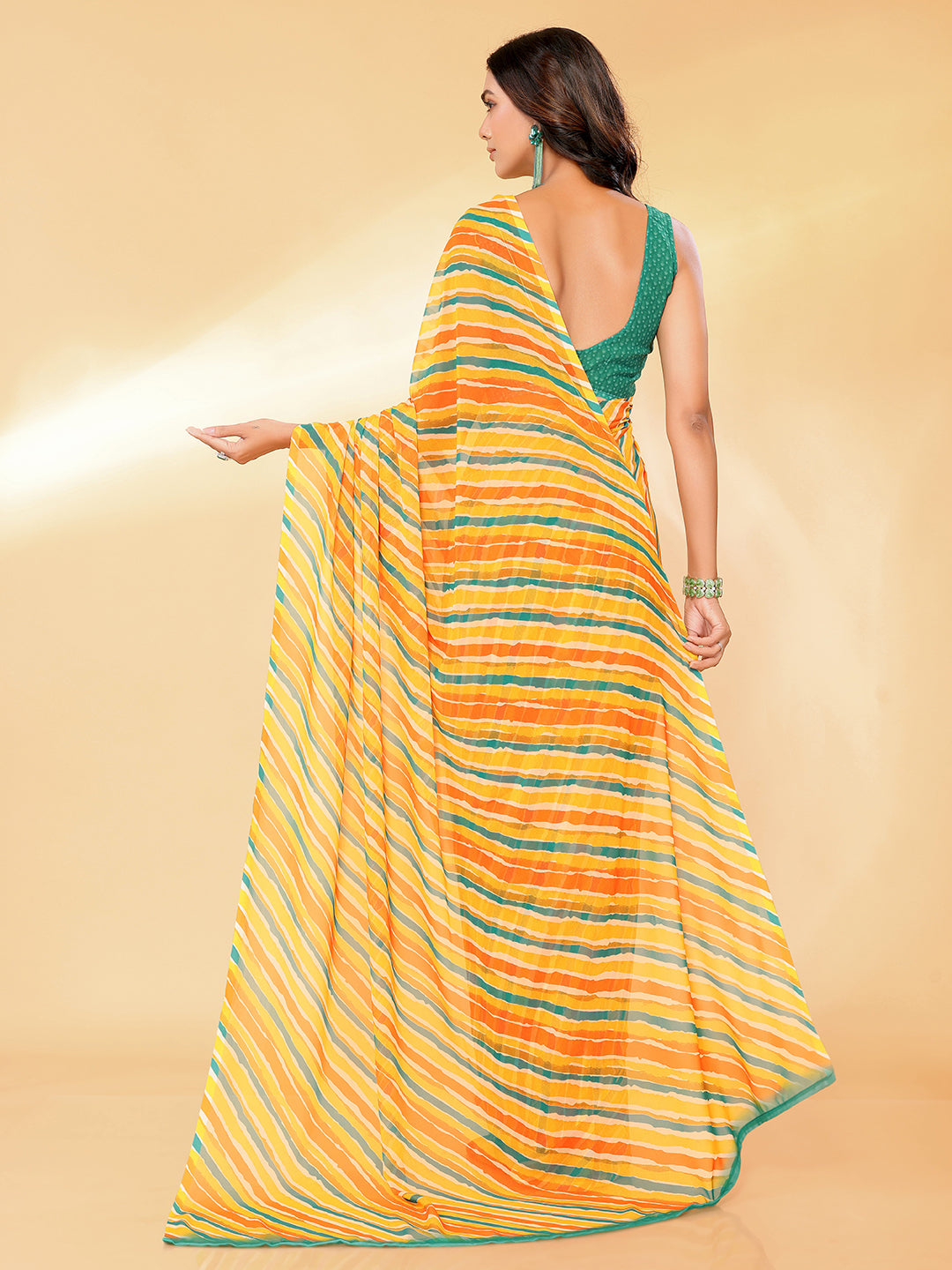 Janasya Orange Georgette Leheriya Printed Grab2Buy 