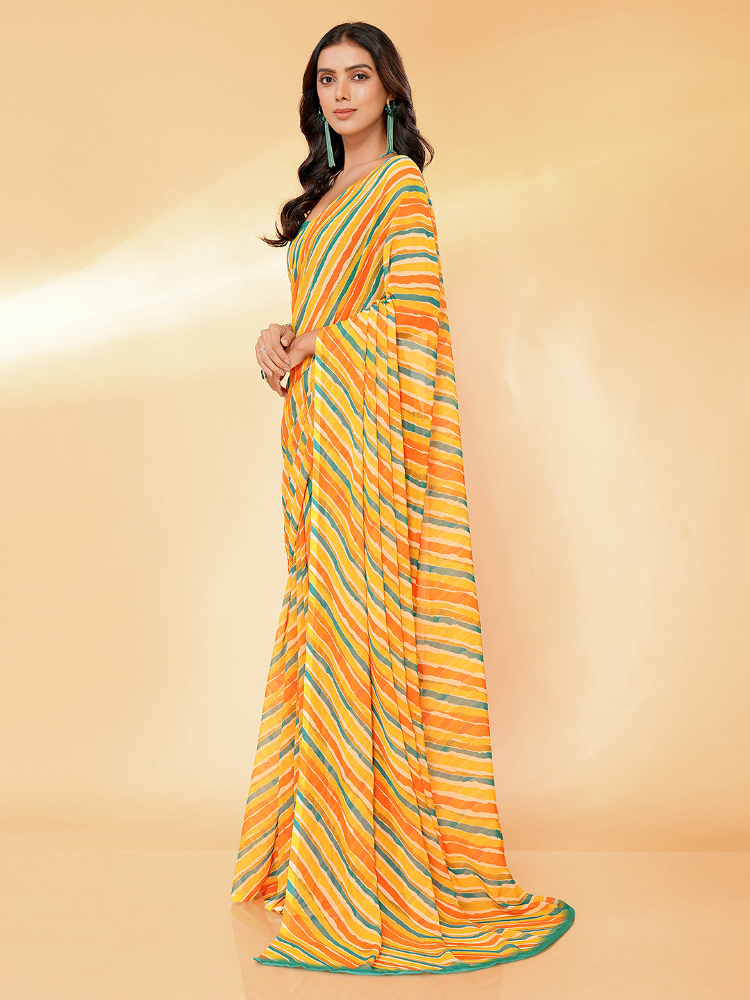 Janasya Orange Georgette Leheriya Printed Grab2Buy 