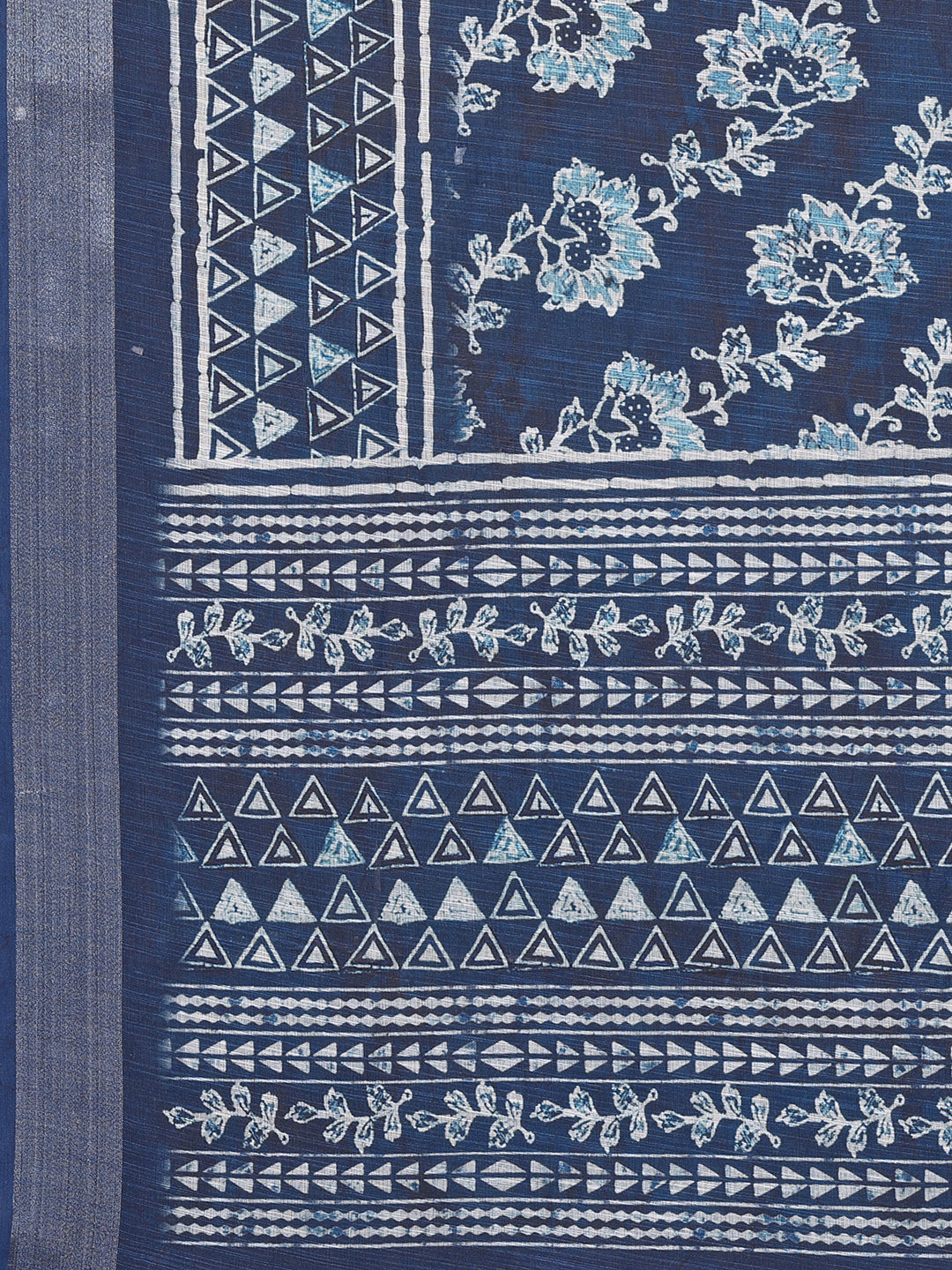 Janasya Navy Blue Cotton Linen Floral Printed Grab2Buy 