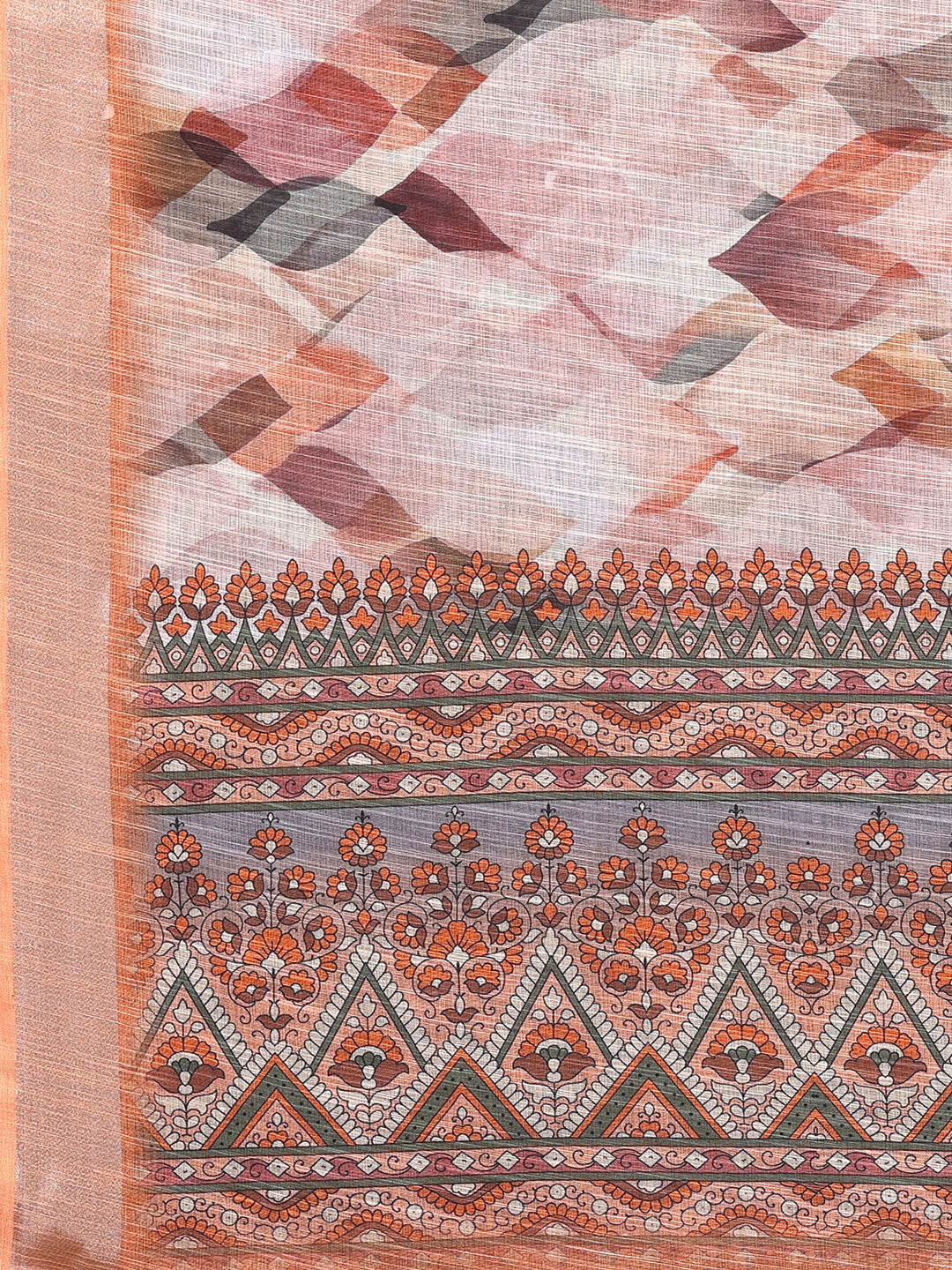 Janasya Peach Cotton Linen Abstract Printed Grab2Buy 