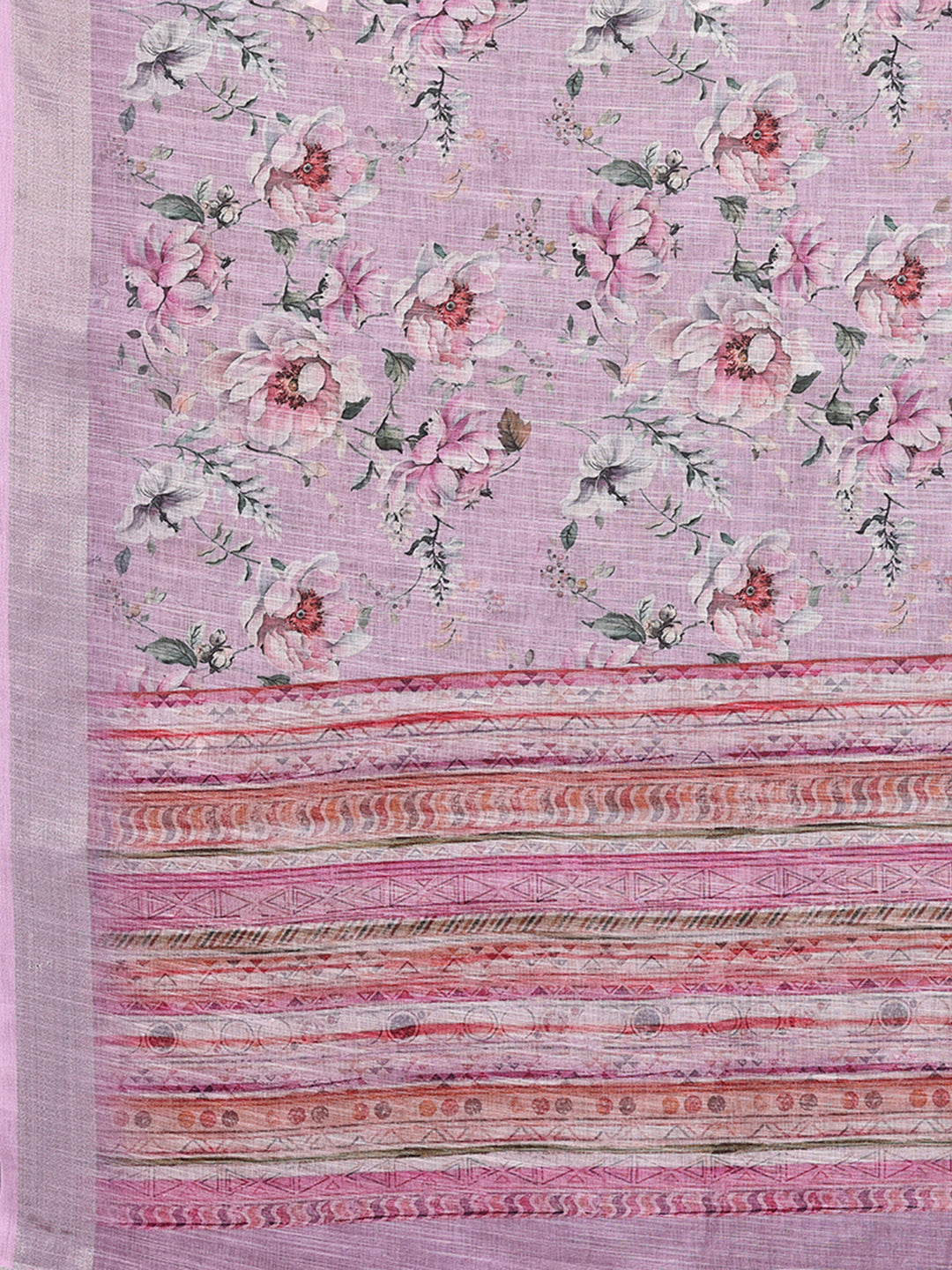Janasya Lavender Cotton Linen Floral Printed Grab2Buy 