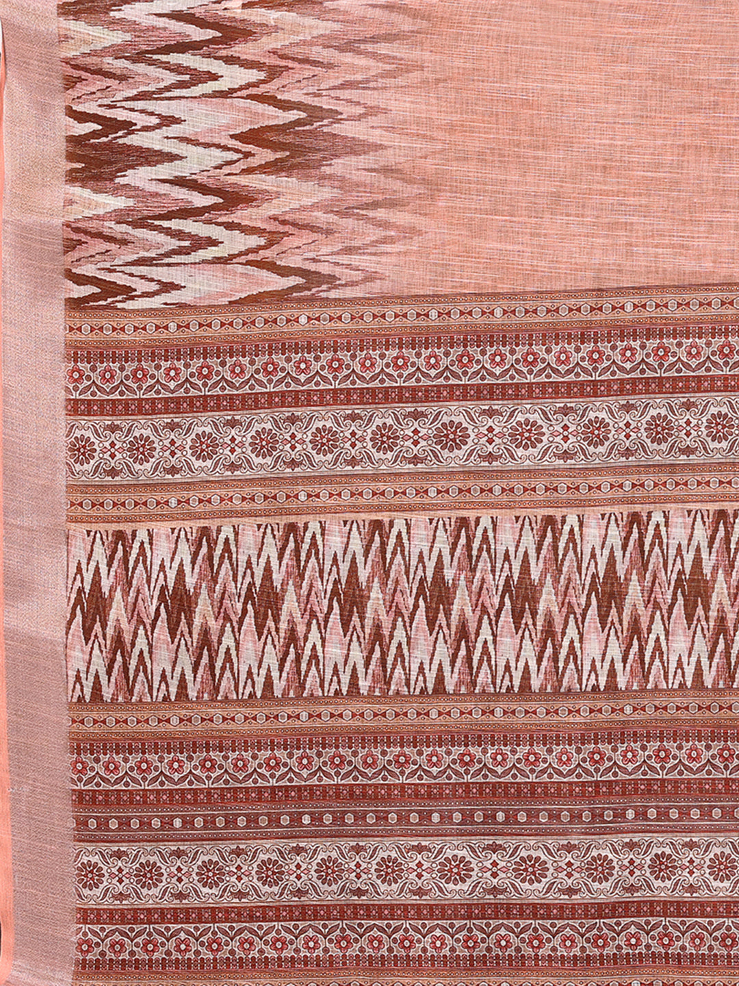 Janasya Peach Cotton Linen Ikkat Printed Grab2Buy 