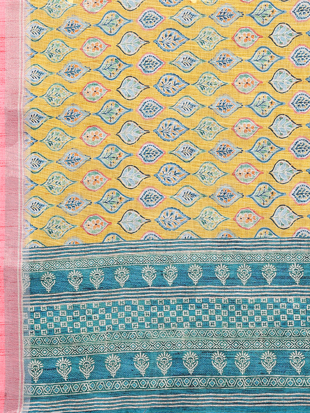 Janasya Yellow Cotton Linen Ethnic Motifs Printed Grab2Buy 