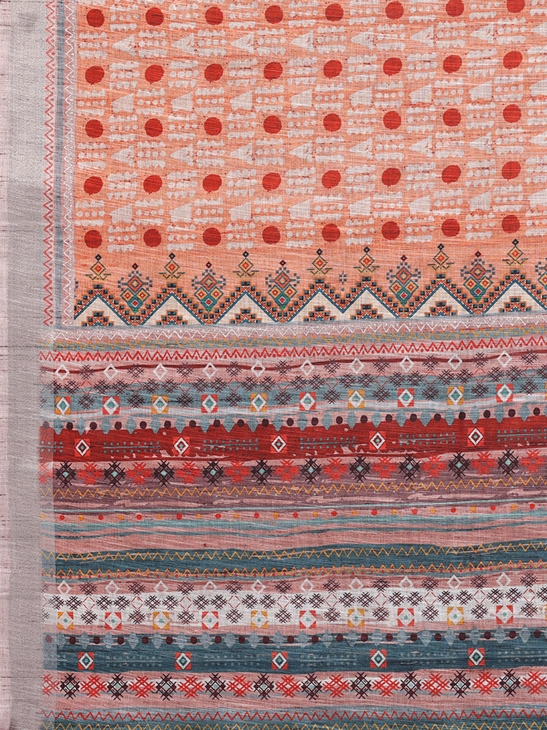 Janasya Orange Cotton Linen Block Print Printed Grab2Buy 