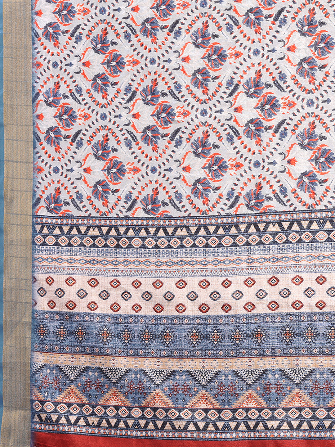 Janasya Light Blue Chanderi Silk Ethnic Print Printed Grab2Buy 