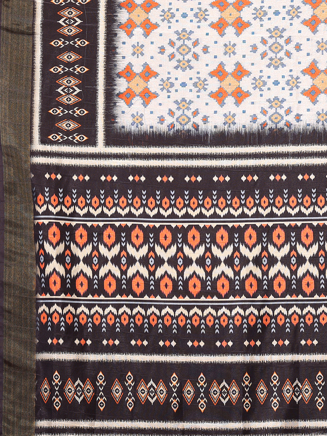 Janasya White & Black Chanderi Silk Ikkat Printed Grab2Buy 