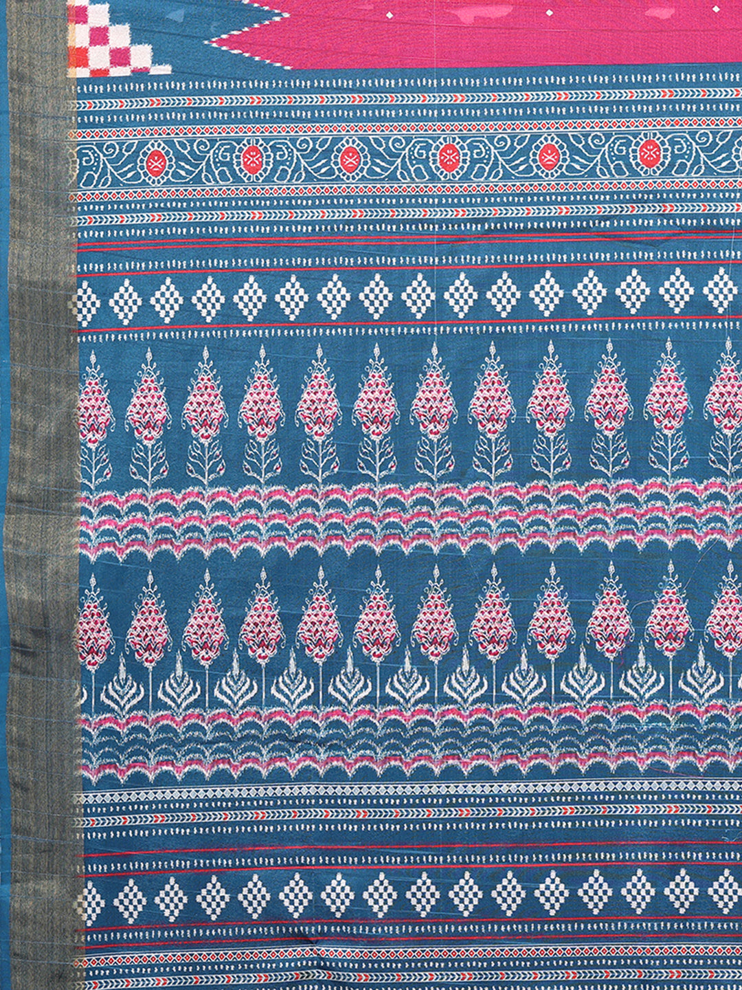 Janasya Pink & Blue Chanderi Silk Geometric Printed Grab2Buy 