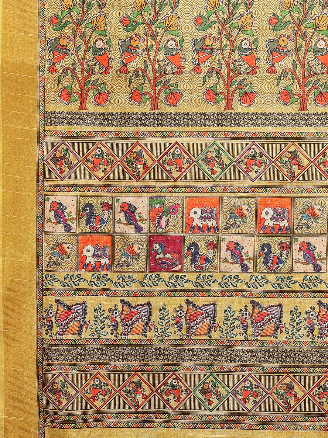 Janasya Yellow Chanderi Silk Kalamkari Printed Grab2Buy 