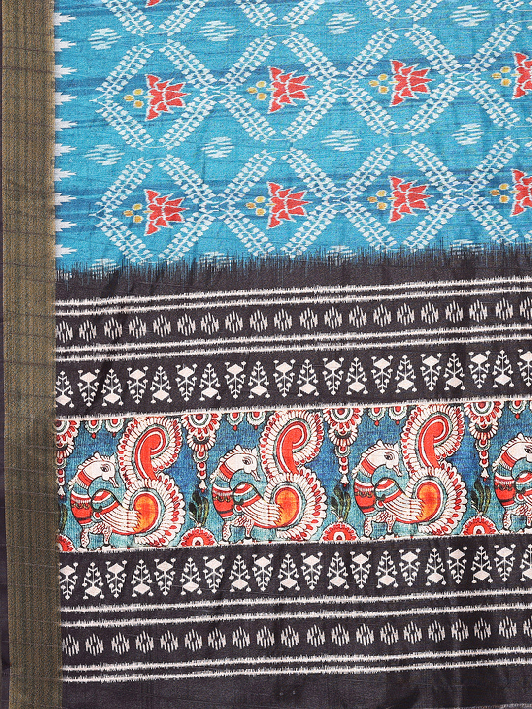 Janasya Blue Chanderi Silk Ikkat Printed Grab2Buy 
