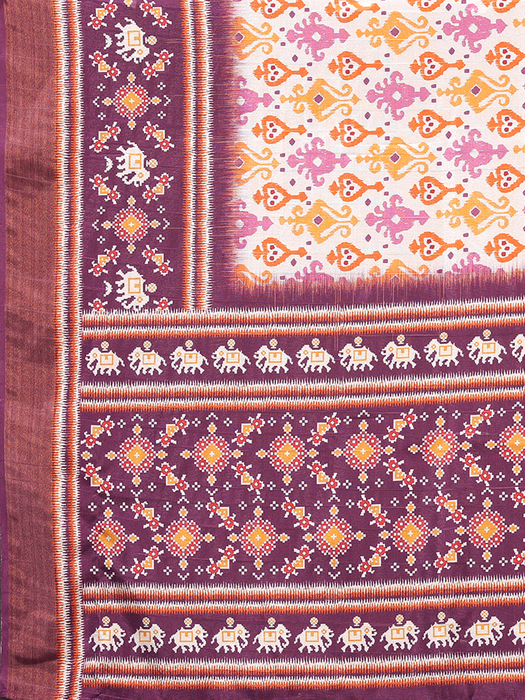Janasya White & Purple Chanderi Silk Ikkat Printed Grab2Buy 