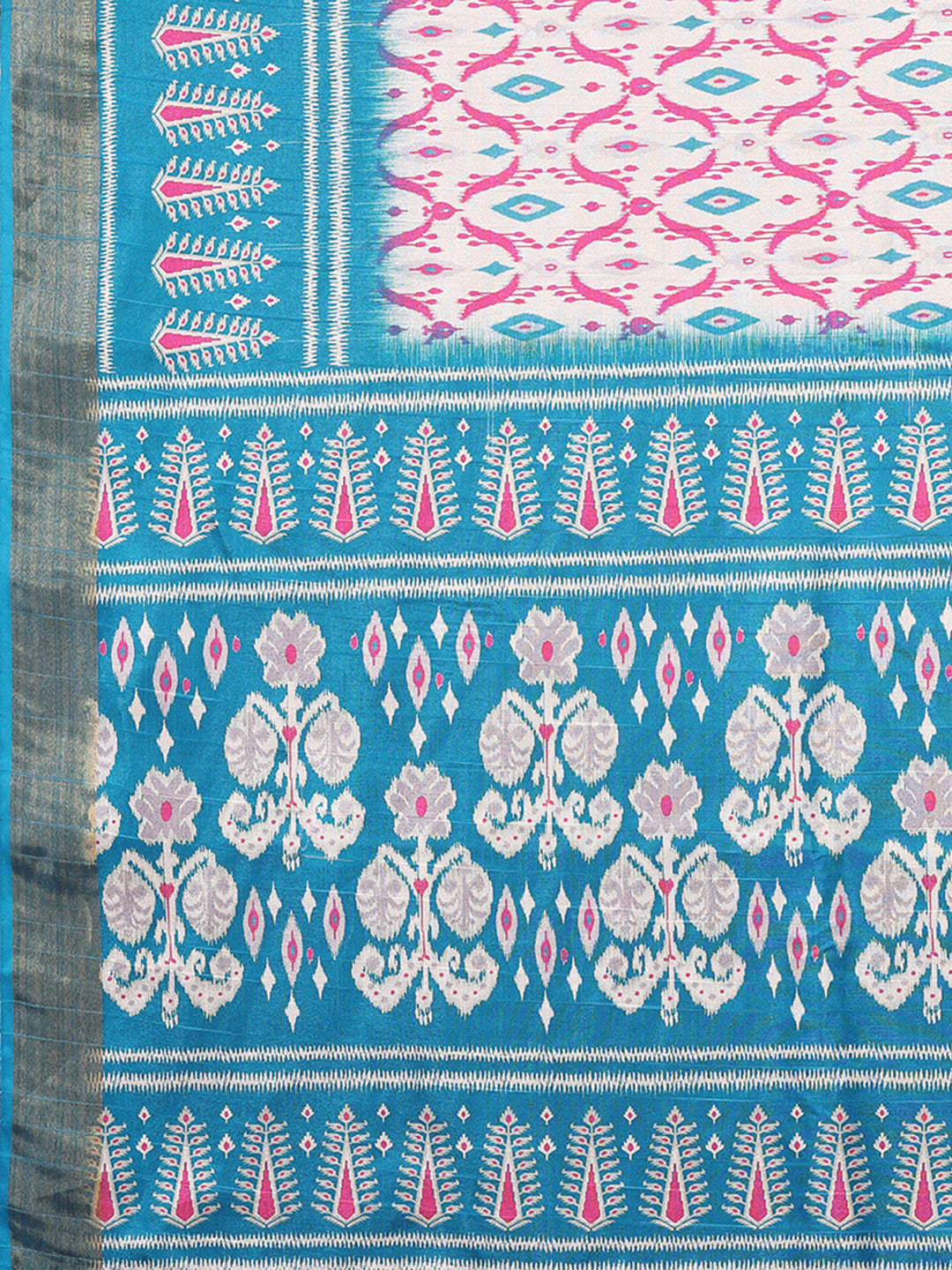 Janasya Blue Chanderi Silk Ikkat Printed Grab2Buy 