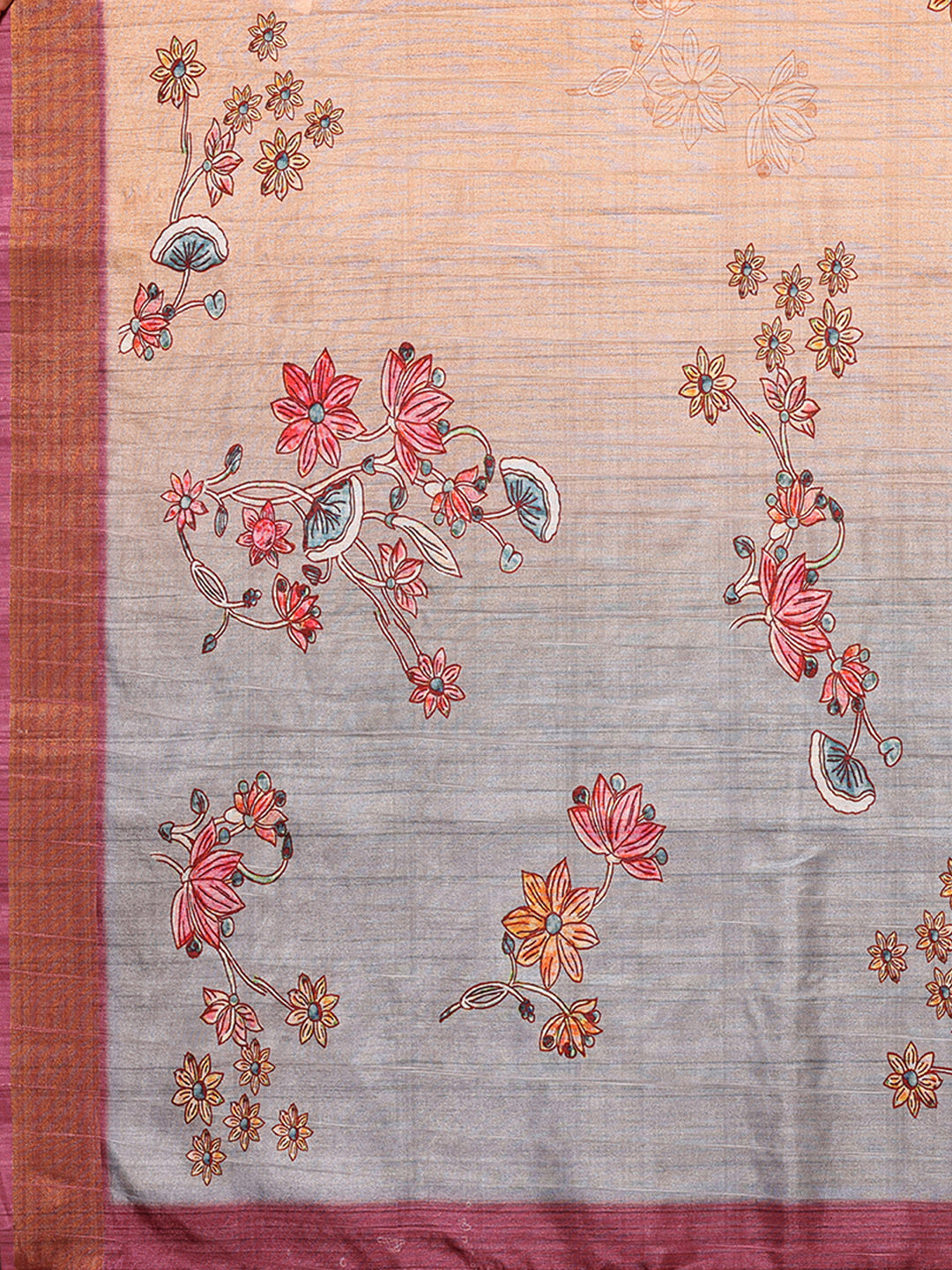 Janasya Beige Chanderi Silk Floral Printed Grab2Buy 