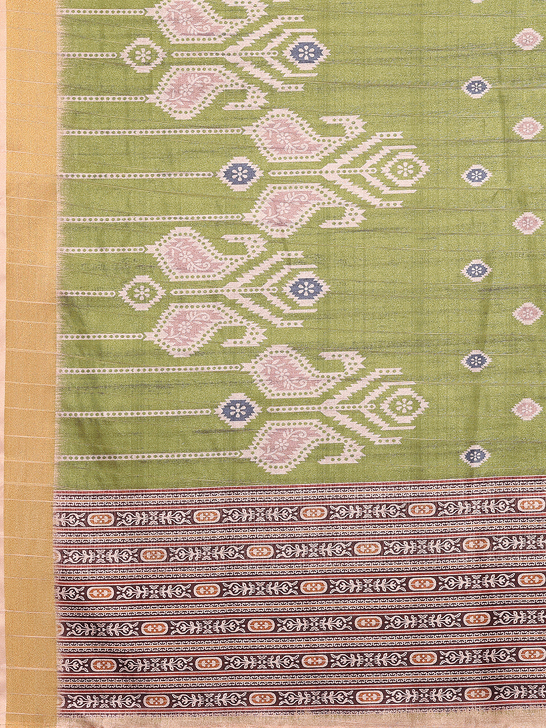 Janasya Green Chanderi Silk Ikkat Printed Grab2Buy 