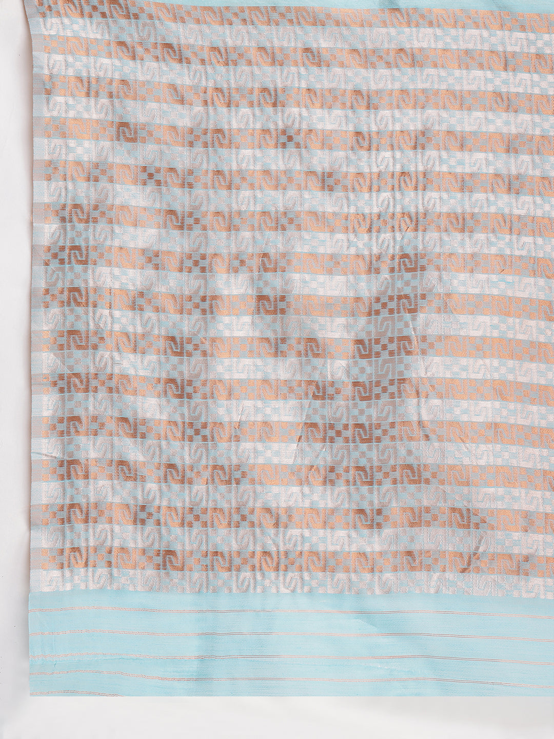 Janasya Sky Blue Linen Blend Geometric Jacquard Grab2Buy 