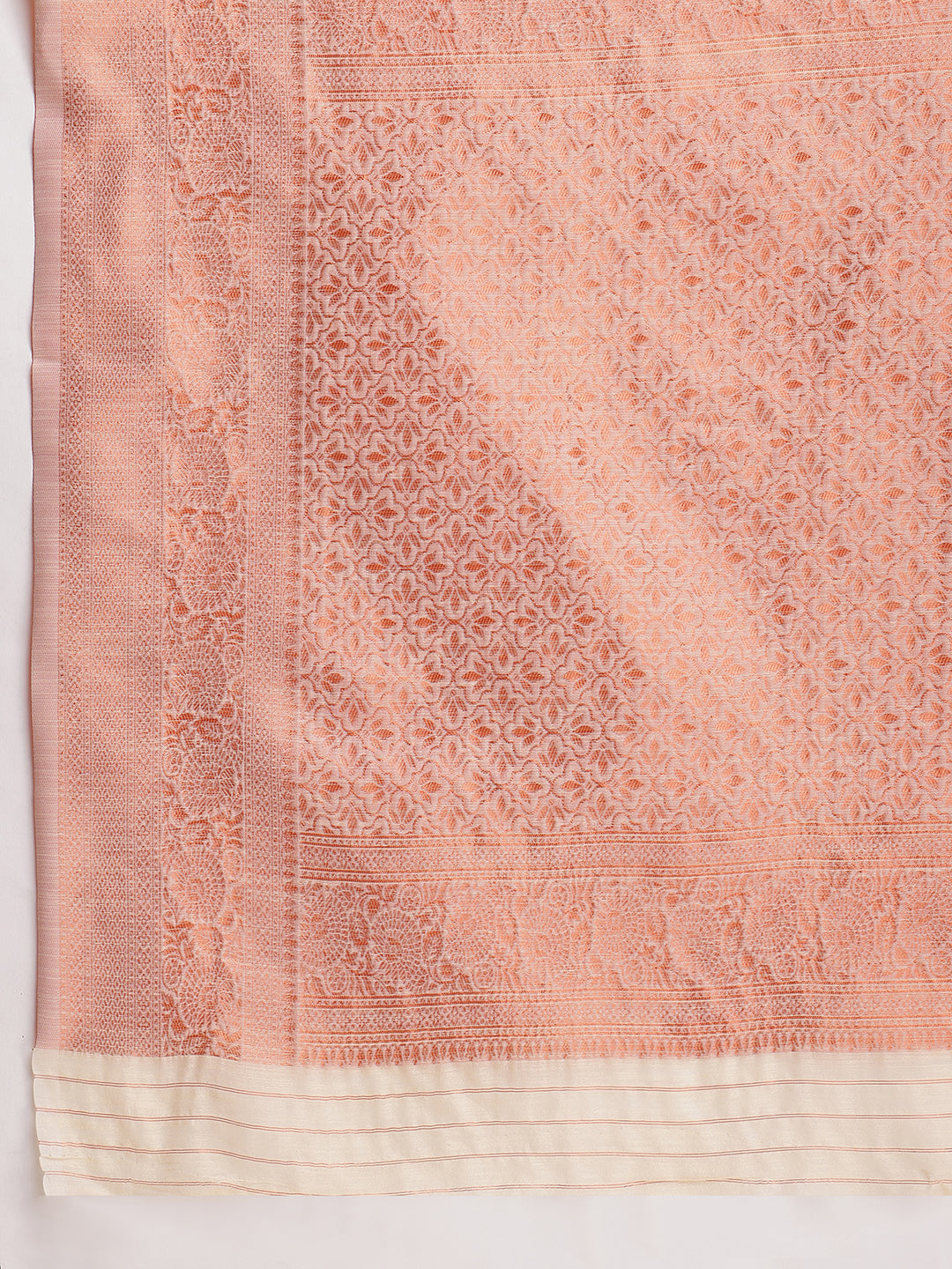 Janasya Orange Linen Blend Floral Jacquard Grab2Buy 