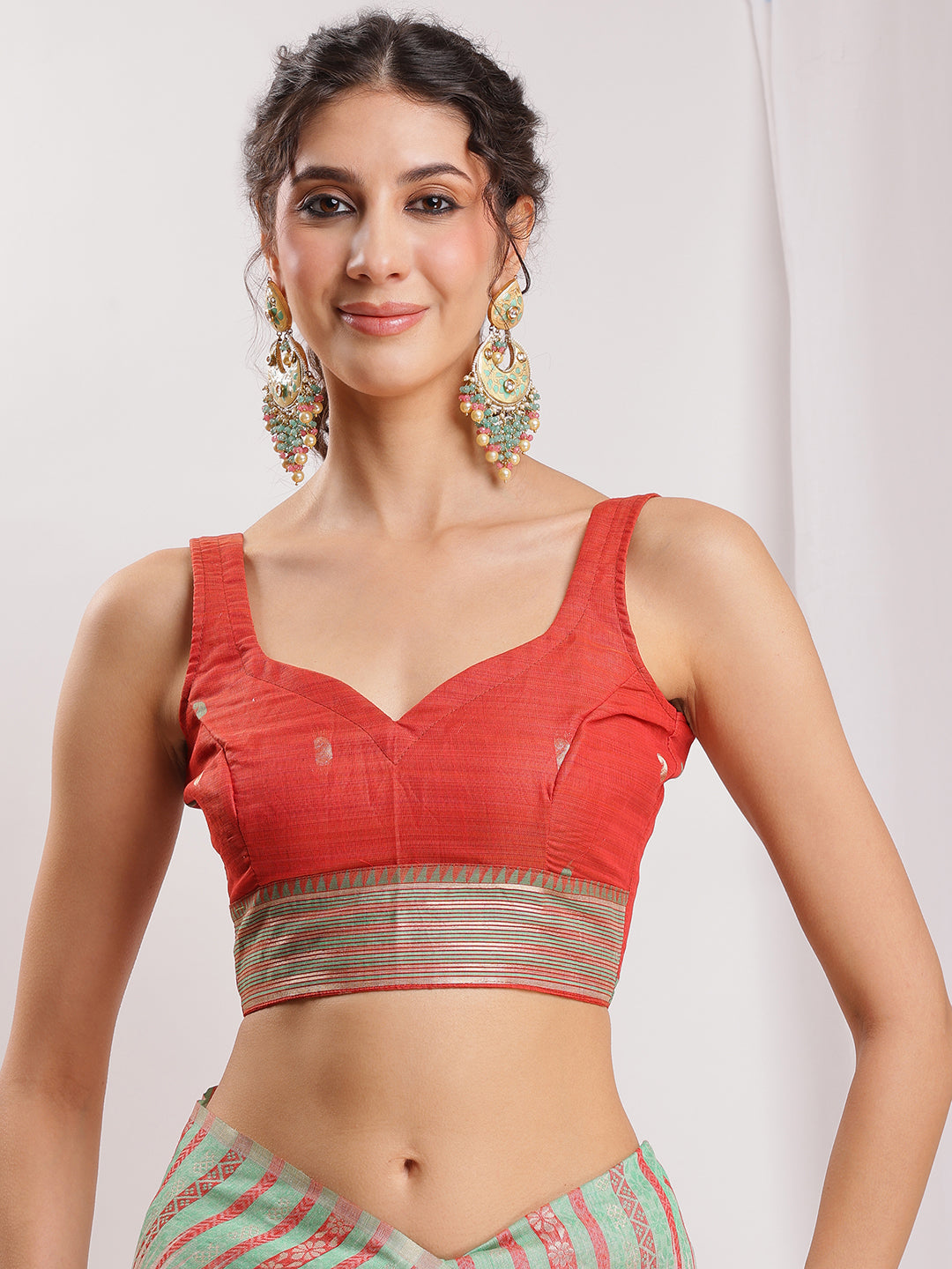 Janasya Beige Silk Blend Ikkat Jacquard Grab2Buy 