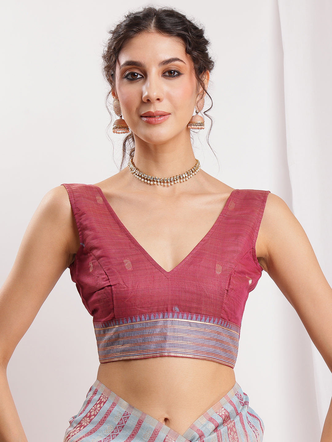 Janasya Beige Silk Blend Ikkat Jacquard Grab2Buy 