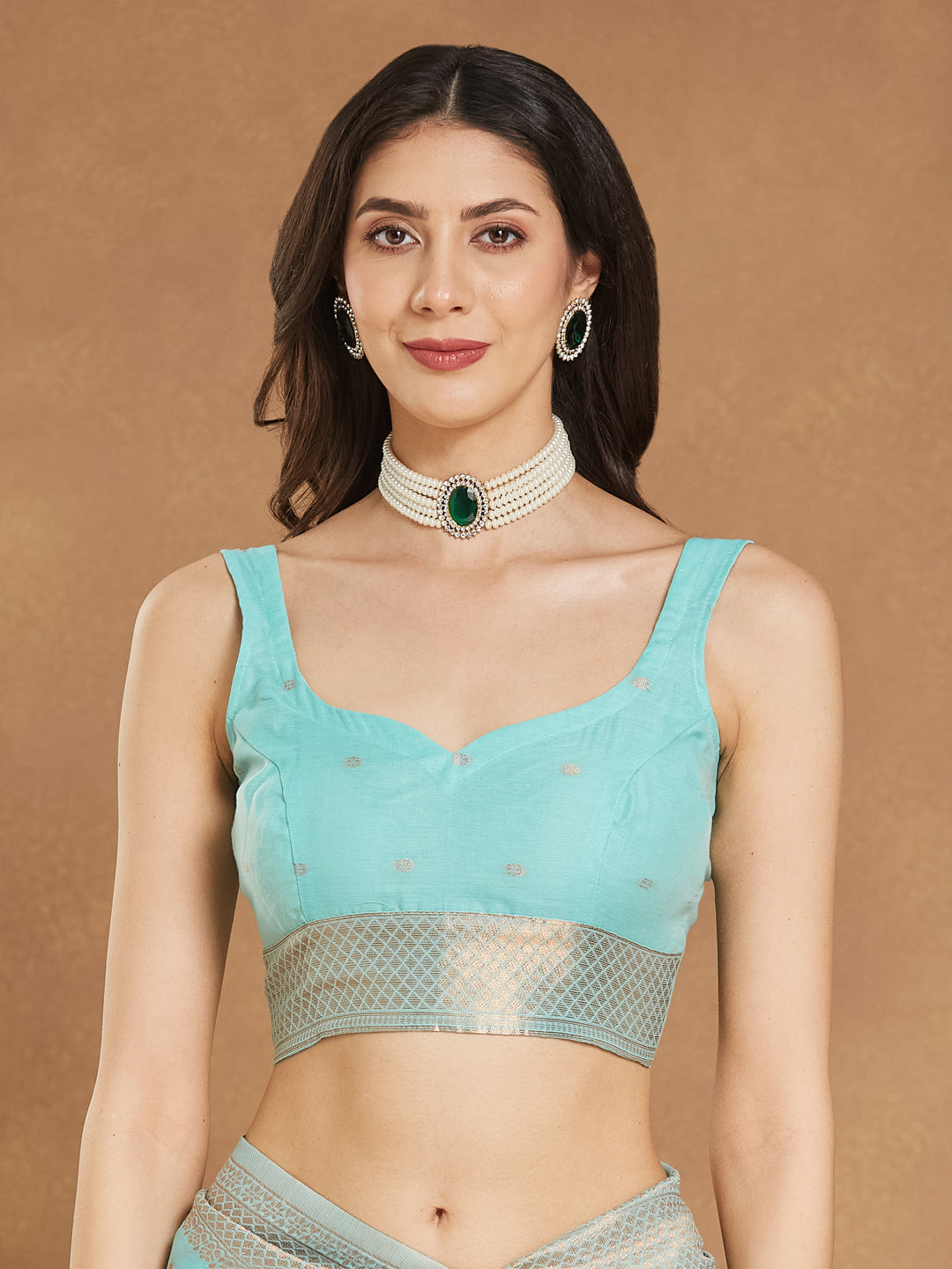 Janasya Sea Green Linen Blend Ethnic Motifs Jacquard Grab2Buy 