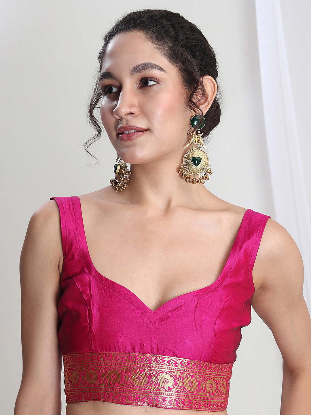 Janasya Pink Silk Blend Floral Jacquard Grab2Buy 