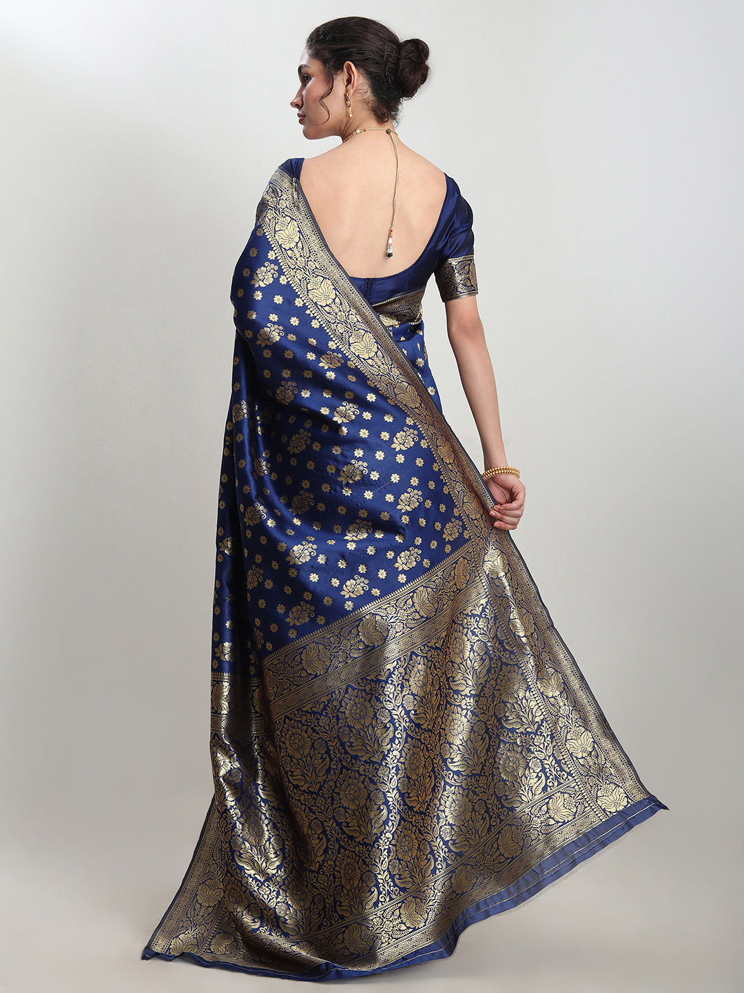 Janasya Blue Silk Blend Floral Jacquard Grab2Buy 