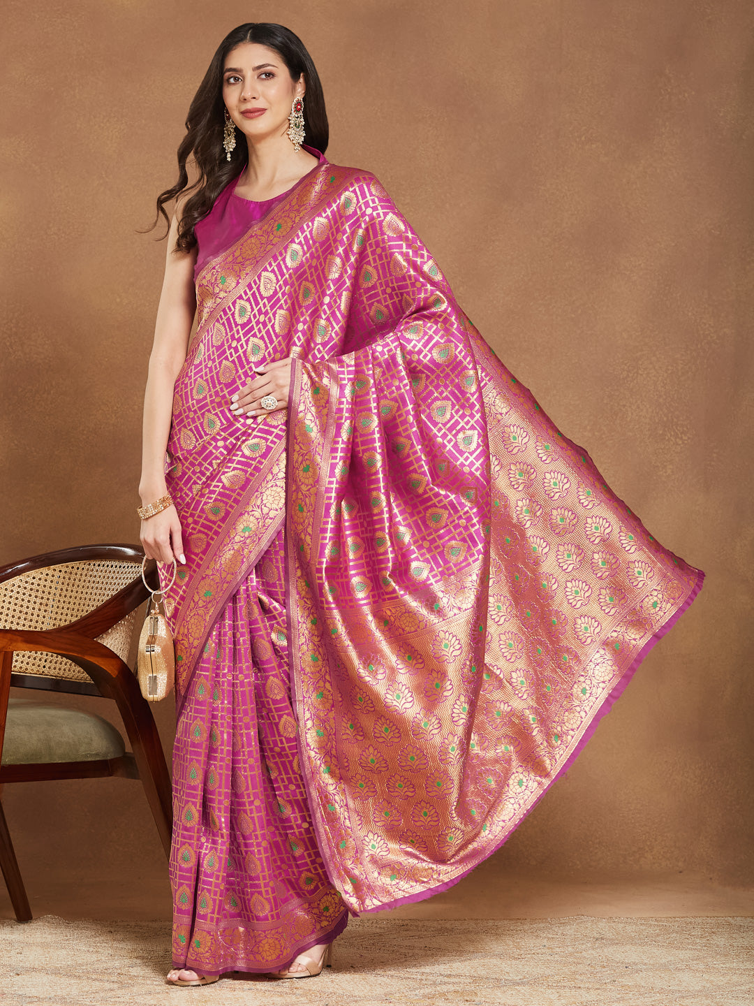 Janasya Pink Silk Blend Ethnic Motifs Jacquard Grab2Buy 