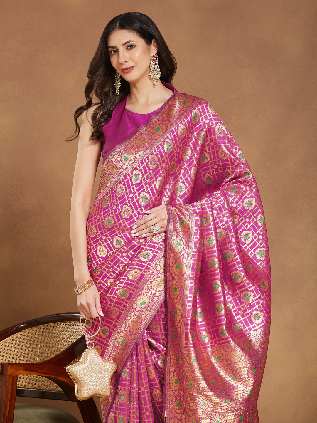Janasya Pink Silk Blend Ethnic Motifs Jacquard Grab2Buy 
