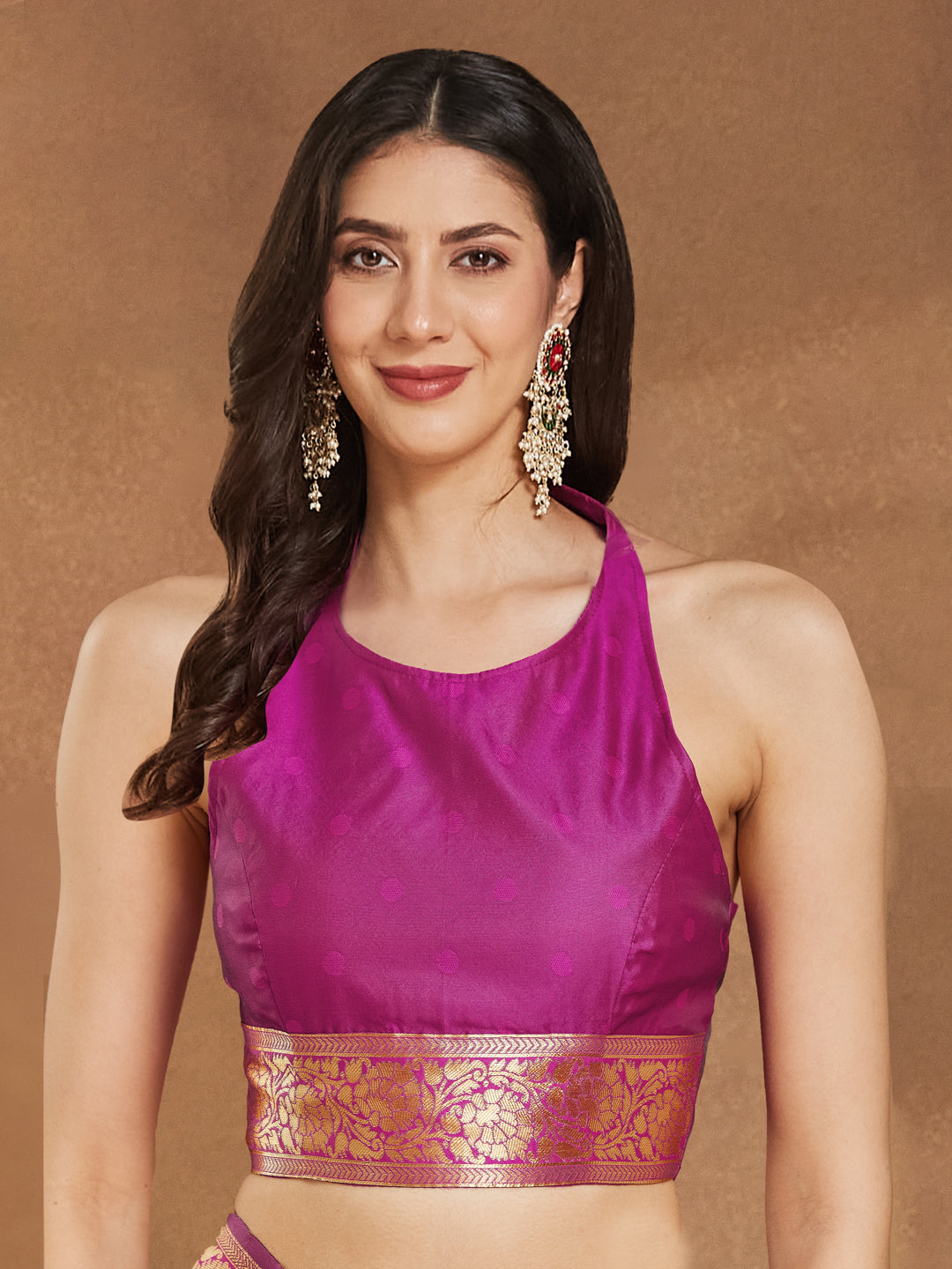 Janasya Pink Silk Blend Ethnic Motifs Jacquard Grab2Buy 