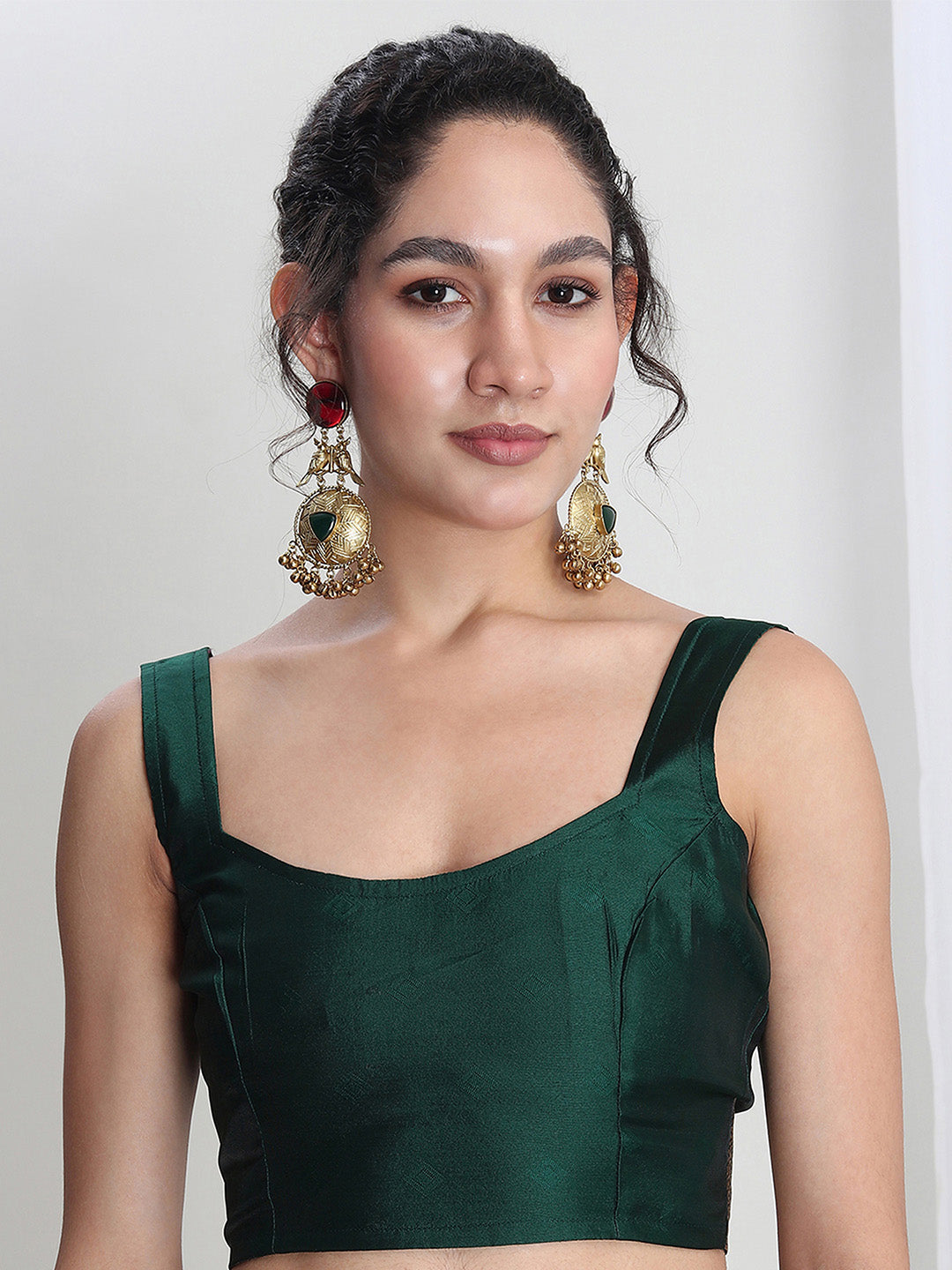 Janasya Green Silk Blend Ethnic Printed Jacquard Grab2Buy 