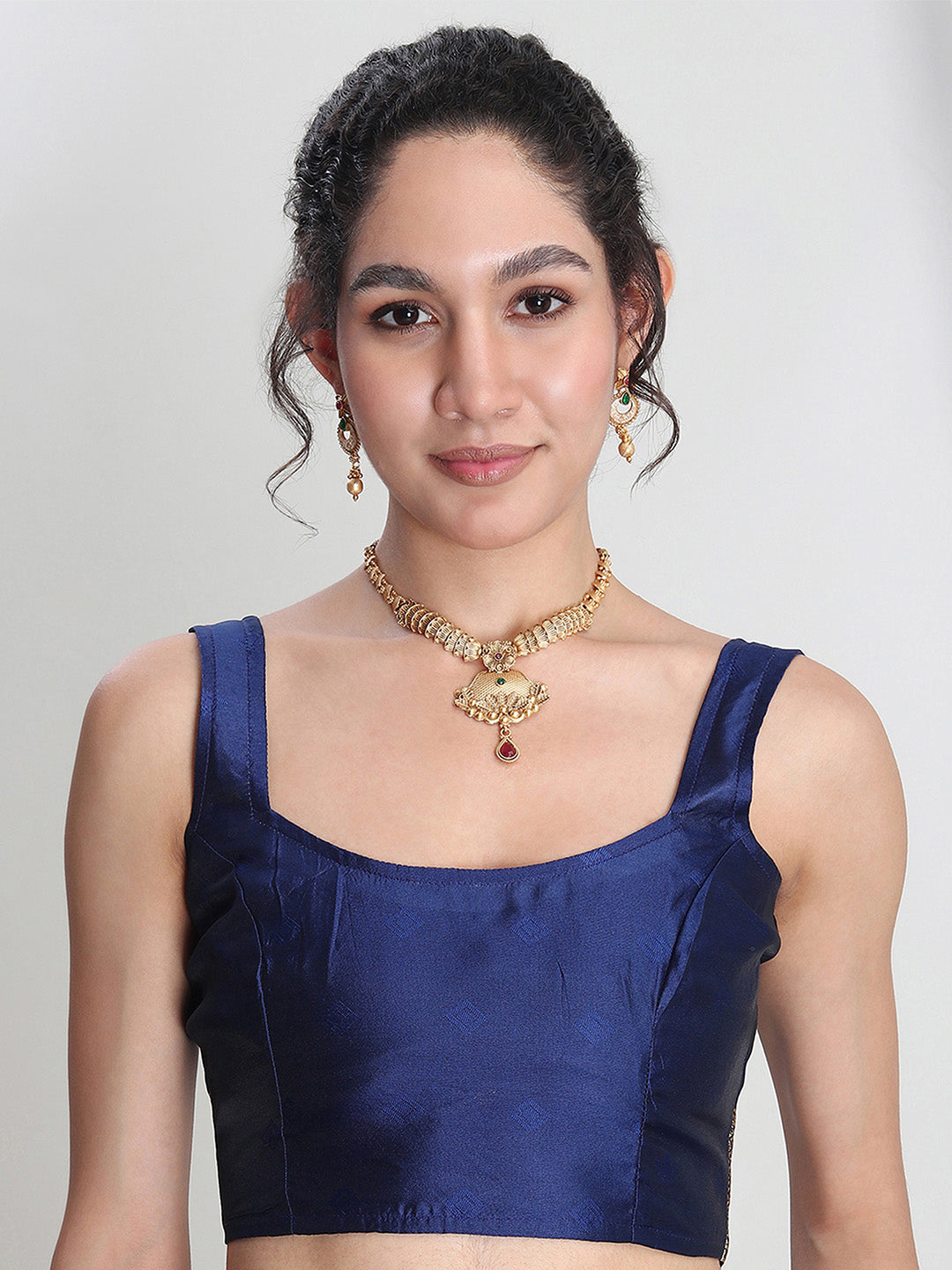 Janasya Blue Silk Blend Ethnic Printed Jacquard Grab2Buy 