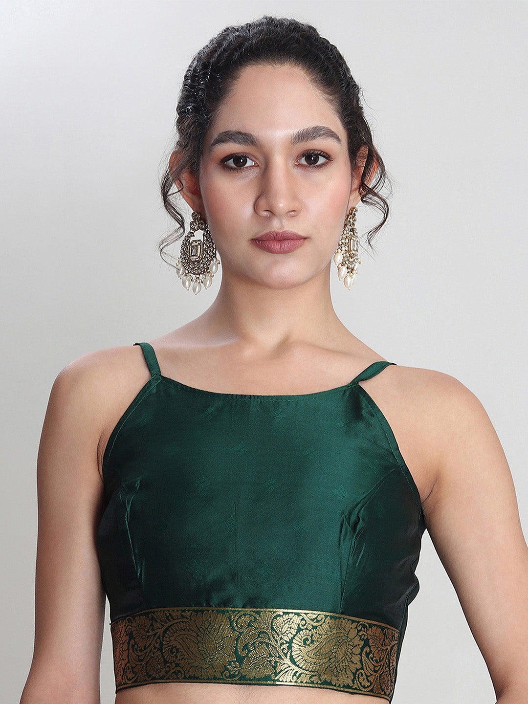 Janasya Green Silk Blend Ethnic Motifs Jacquard Grab2Buy 