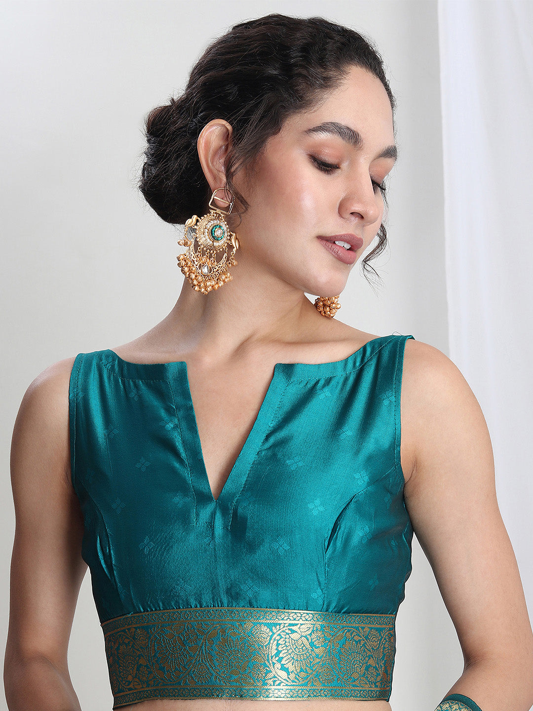 Janasya Purple Silk Blend Ethnic Motifs Jacquard Grab2Buy 