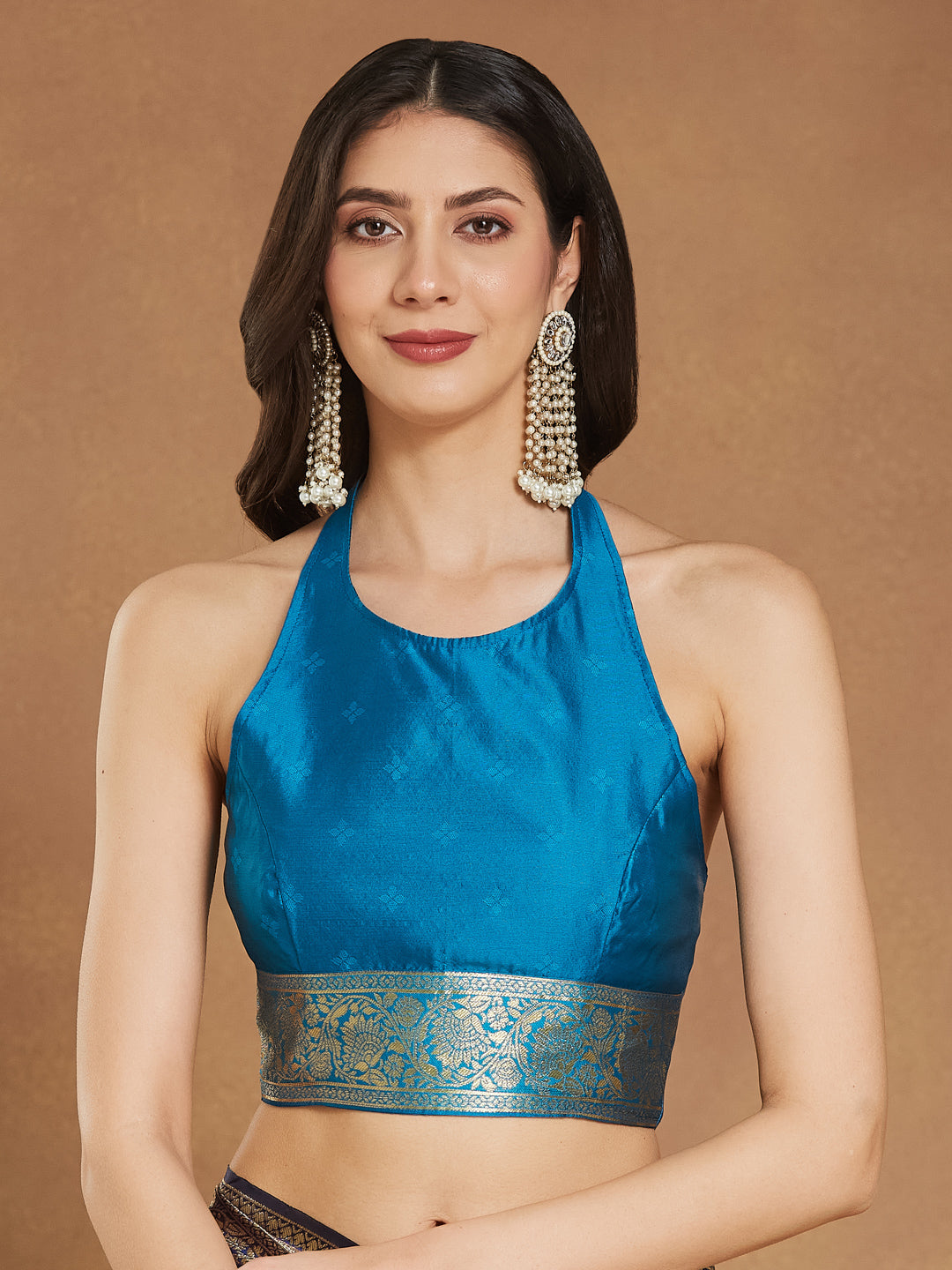 Janasya Blue Silk Blend Ethnic Motifs Banarasi Jacquard Grab2Buy 