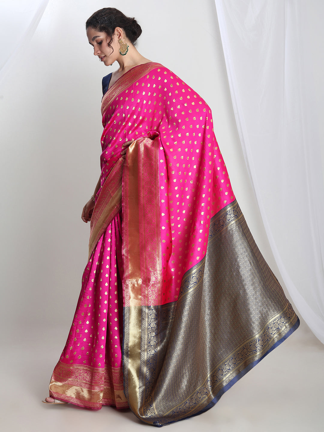 Janasya Pink Silk Blend Ethnic Motifs Jacquard Grab2Buy 