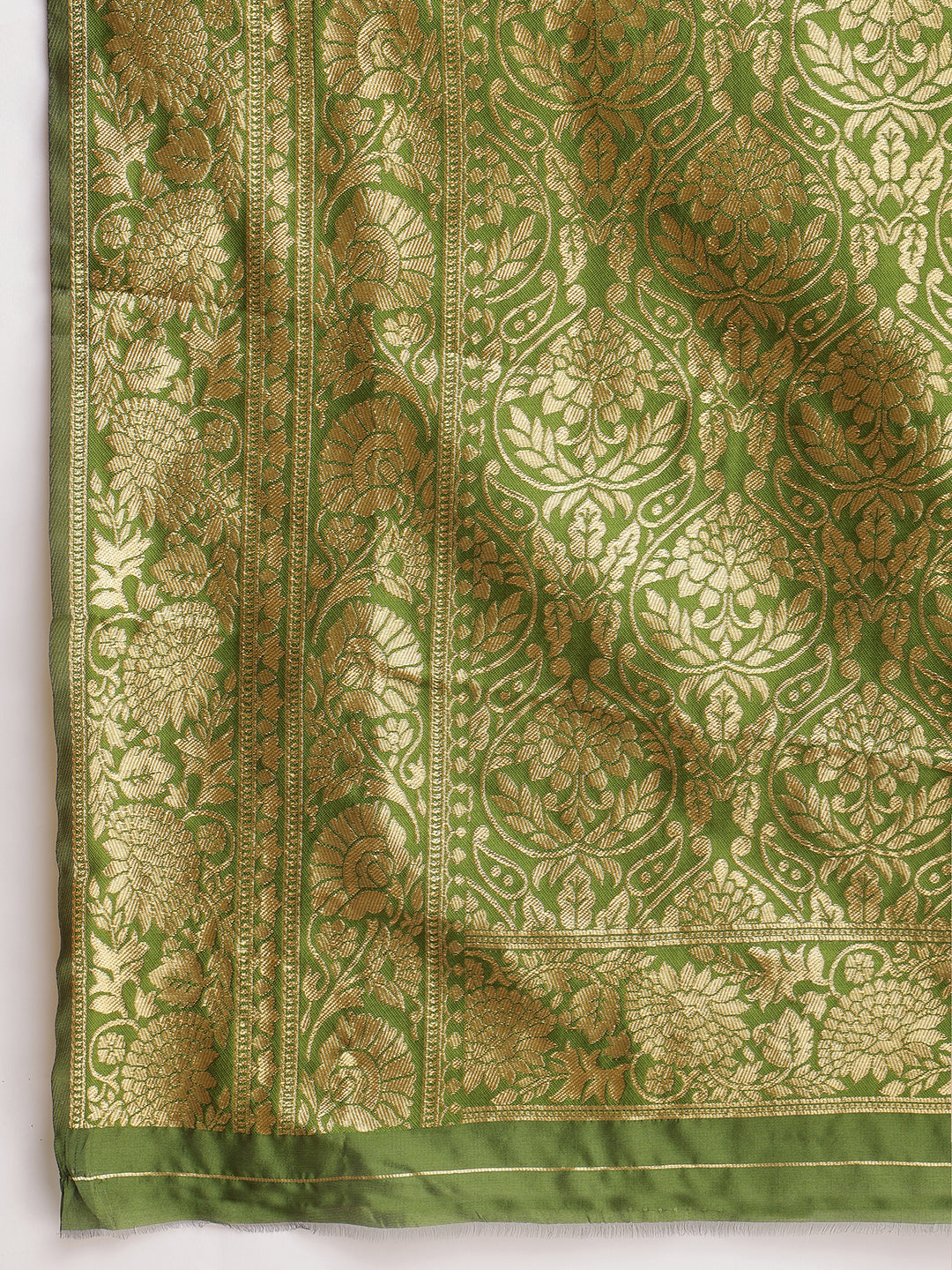Janasya Green Silk Blend Paisley Jacquard Grab2Buy 