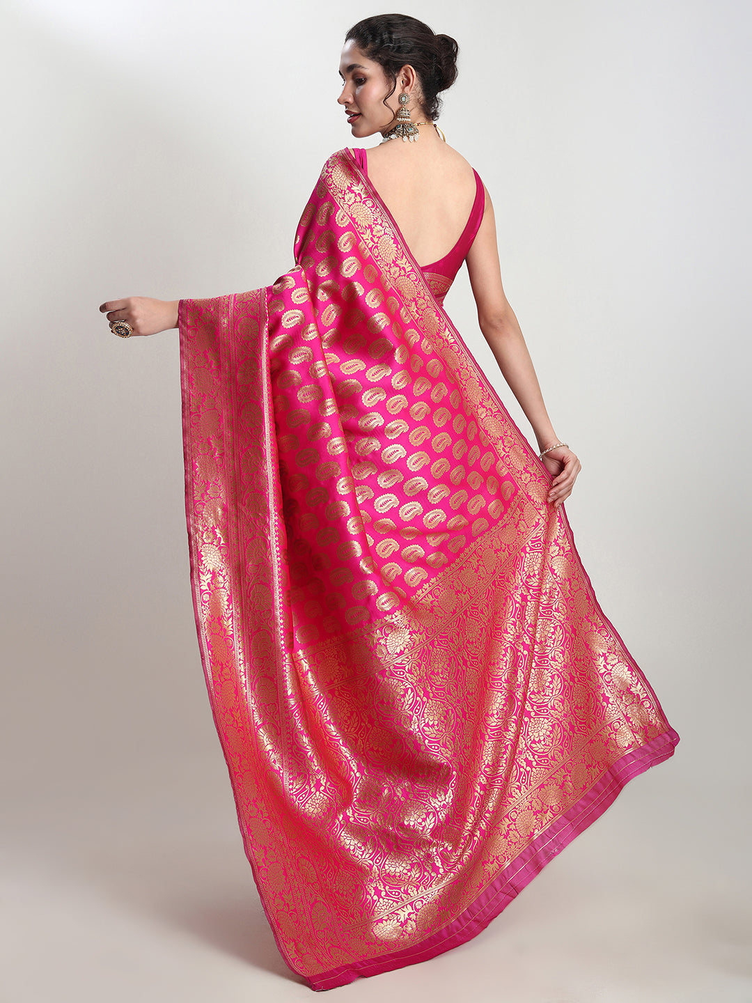 Janasya Pink Silk Blend Paisley Jacquard Grab2Buy 