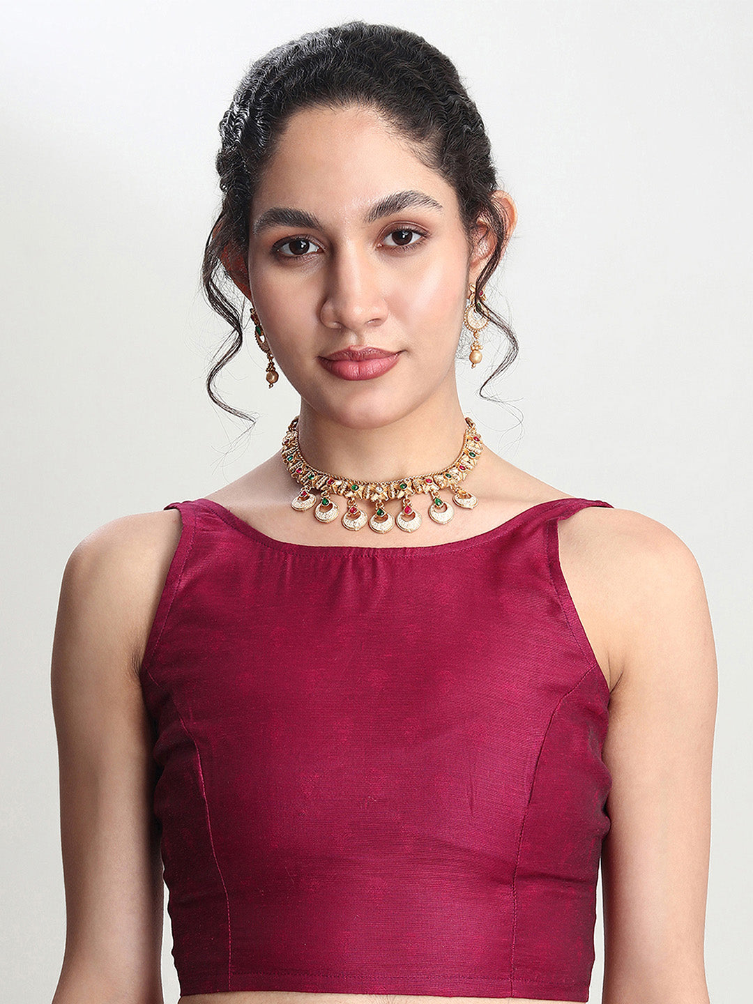 Janasya Magenta Silk Blend Floral Jacquard Grab2Buy 