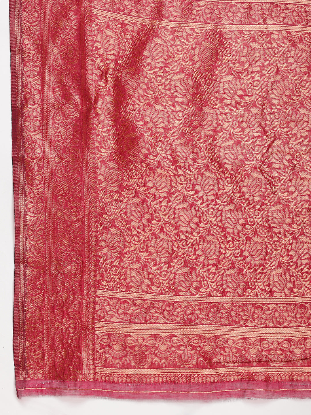 Janasya Fuchsia Silk Blend Floral Jacquard Grab2Buy 