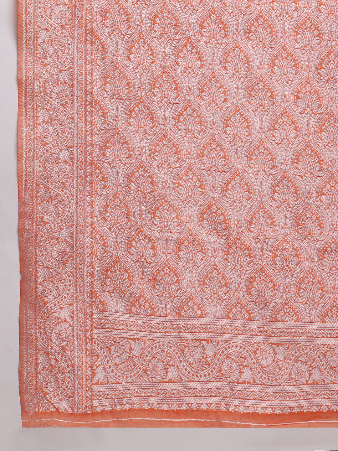 Janasya Peach Silk Blend Floral Jacquard Grab2Buy 