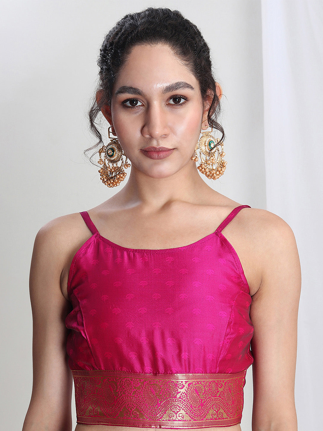 Janasya Pink Silk Blend Floral Jacquard Grab2Buy 