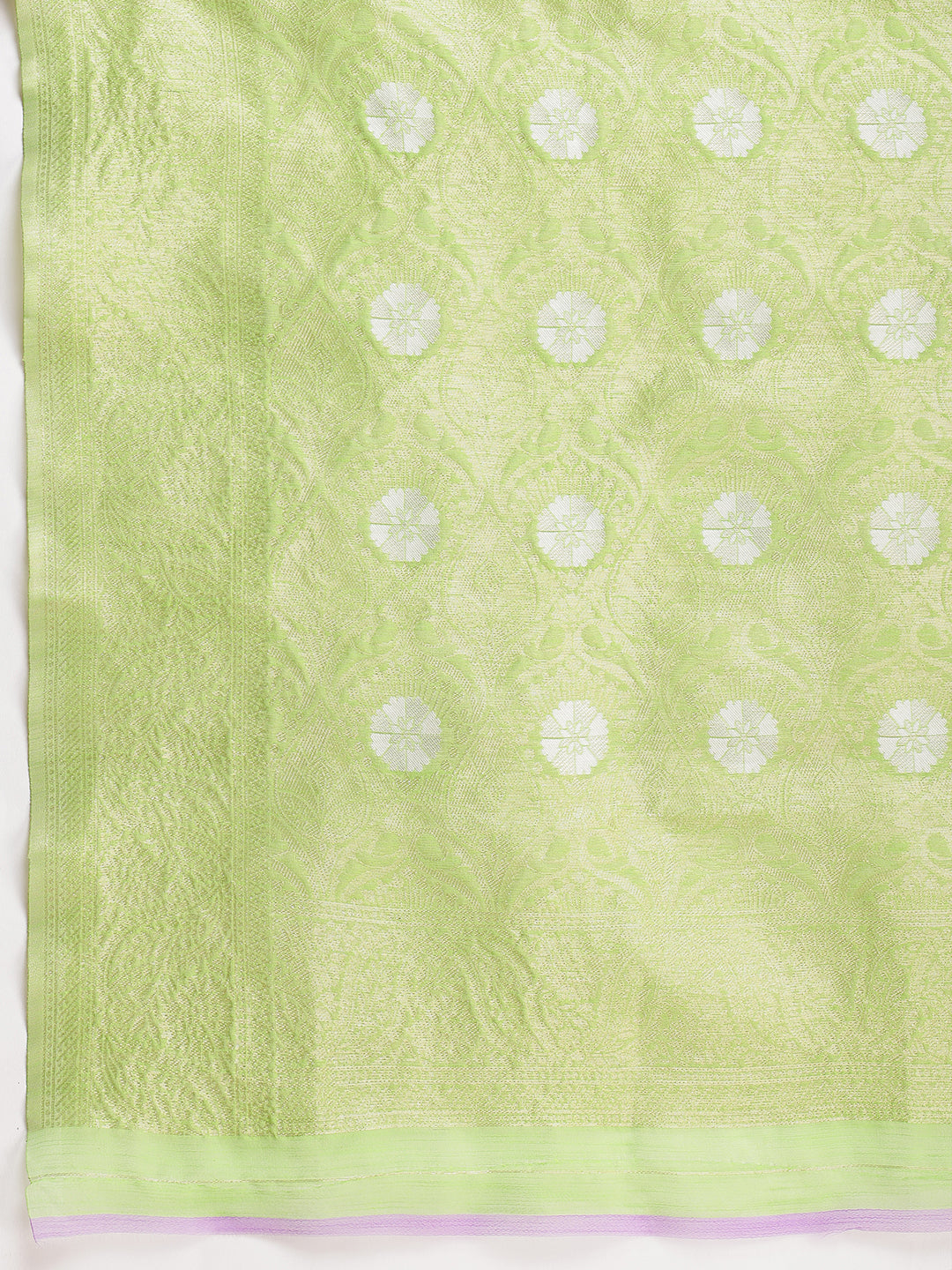 Janasya Green Silk Blend Geometric Jacquard Grab2Buy 