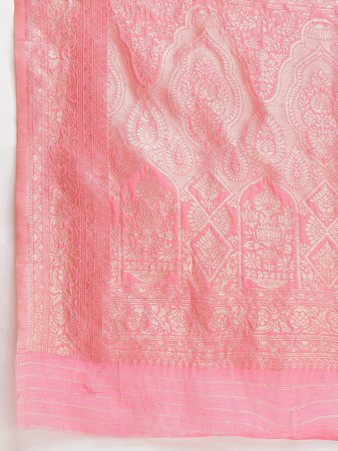 Janasya Peach Silk Blend Geometric Jacquard Grab2Buy 
