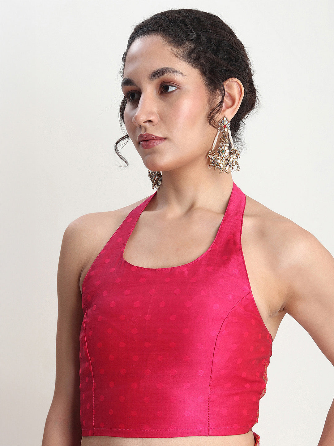 Janasya Pink Silk Blend Floral Jacquard Grab2Buy 