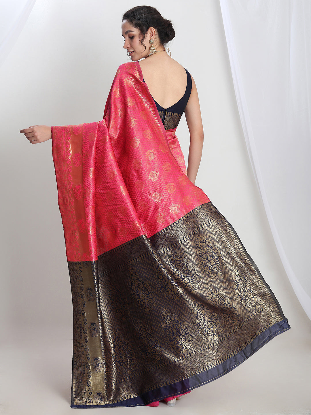 Janasya Pink Silk Blend Ethnic Motifs Jacquard Grab2Buy 