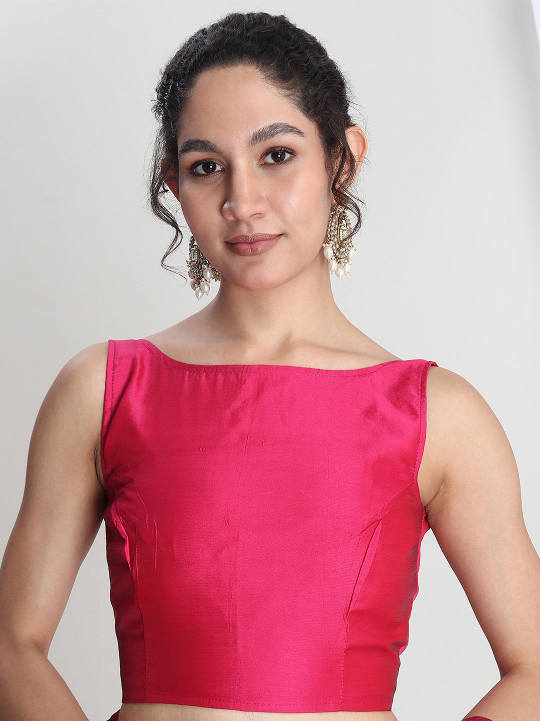 Janasya Pink Silk Blend Floral Jacquard Grab2Buy 