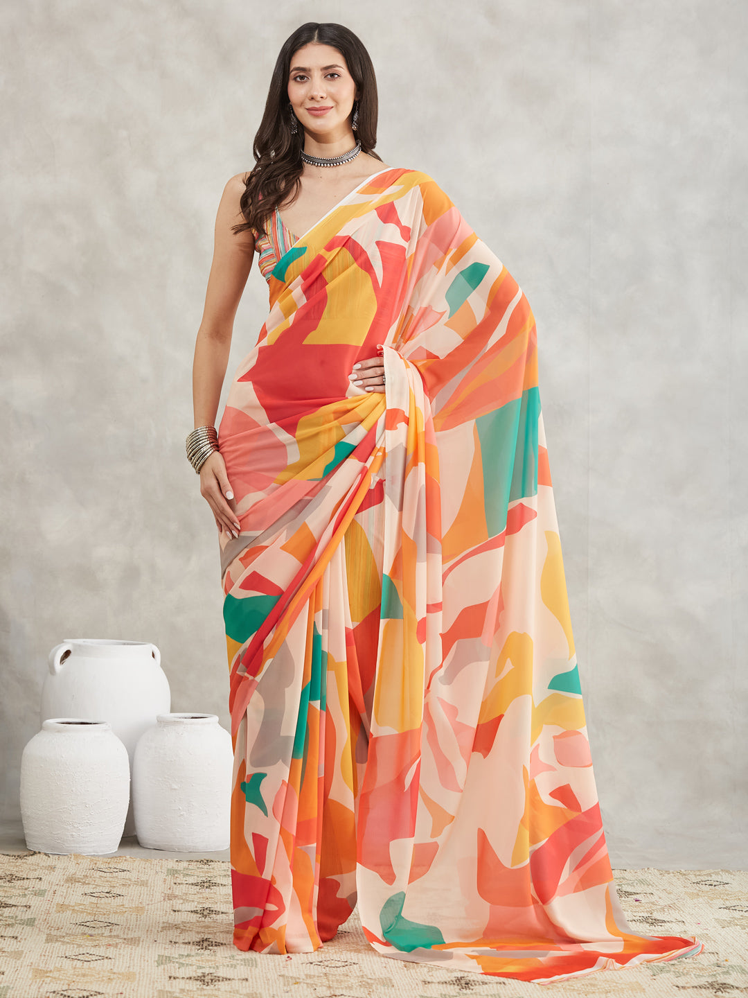 Janasya Multicolor Georgette Abstract Printed Grab2Buy 