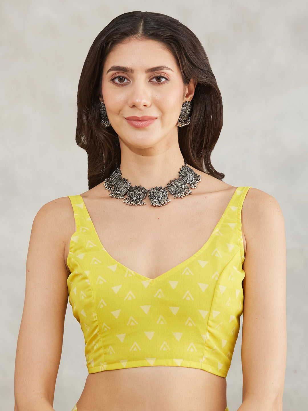 Janasya Lime Yellow Georgette Floral Printed Grab2Buy 