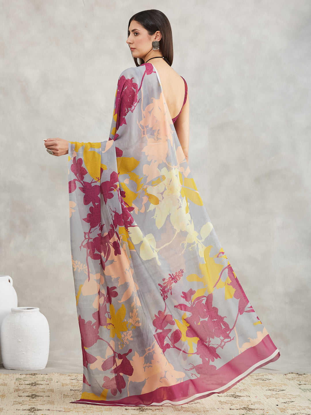 Janasya Grey Georgette Abstract Printed Grab2Buy 