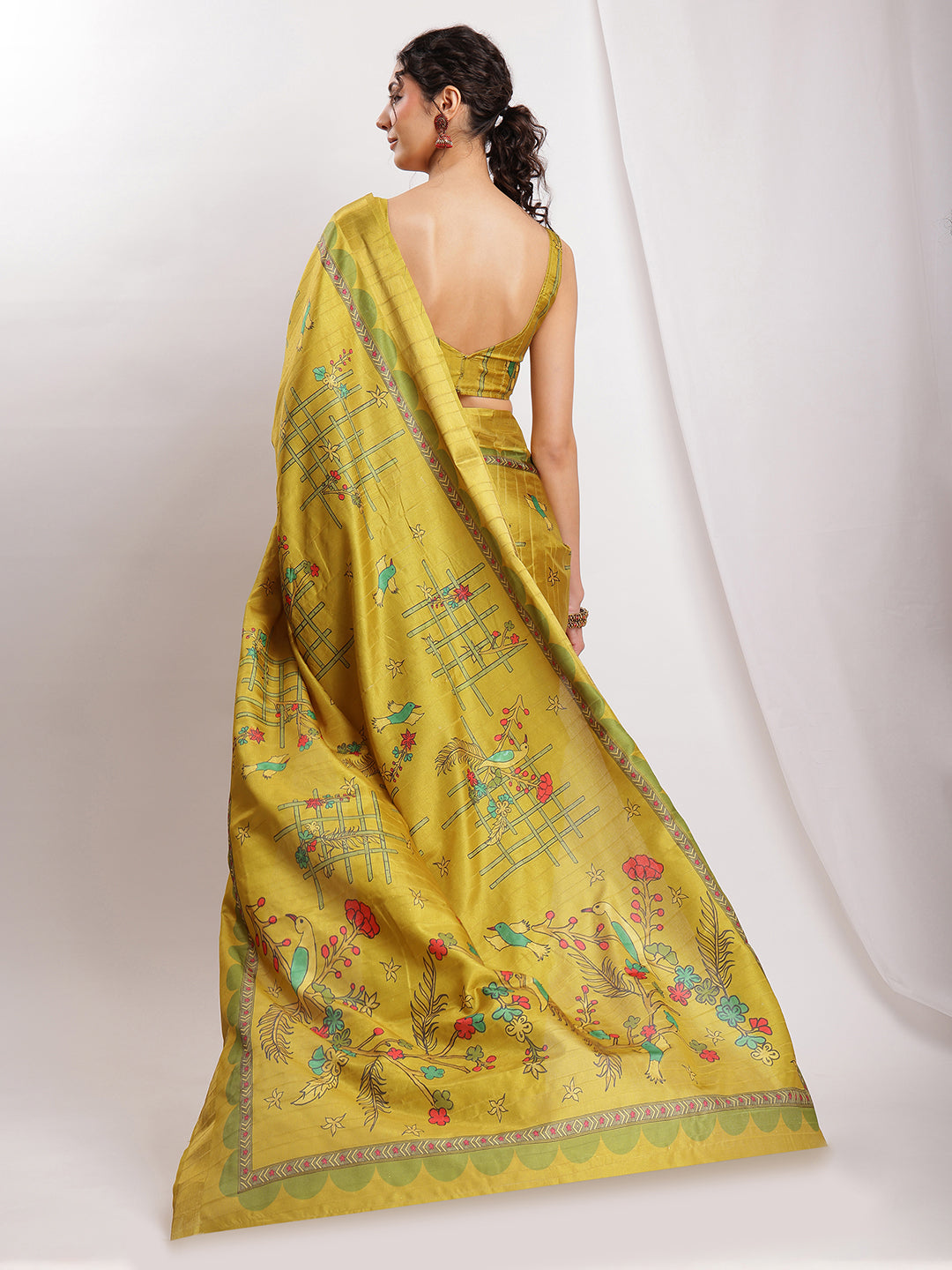 Janasya Green Silk Blend Ethnic Motifs Printed Grab2Buy 