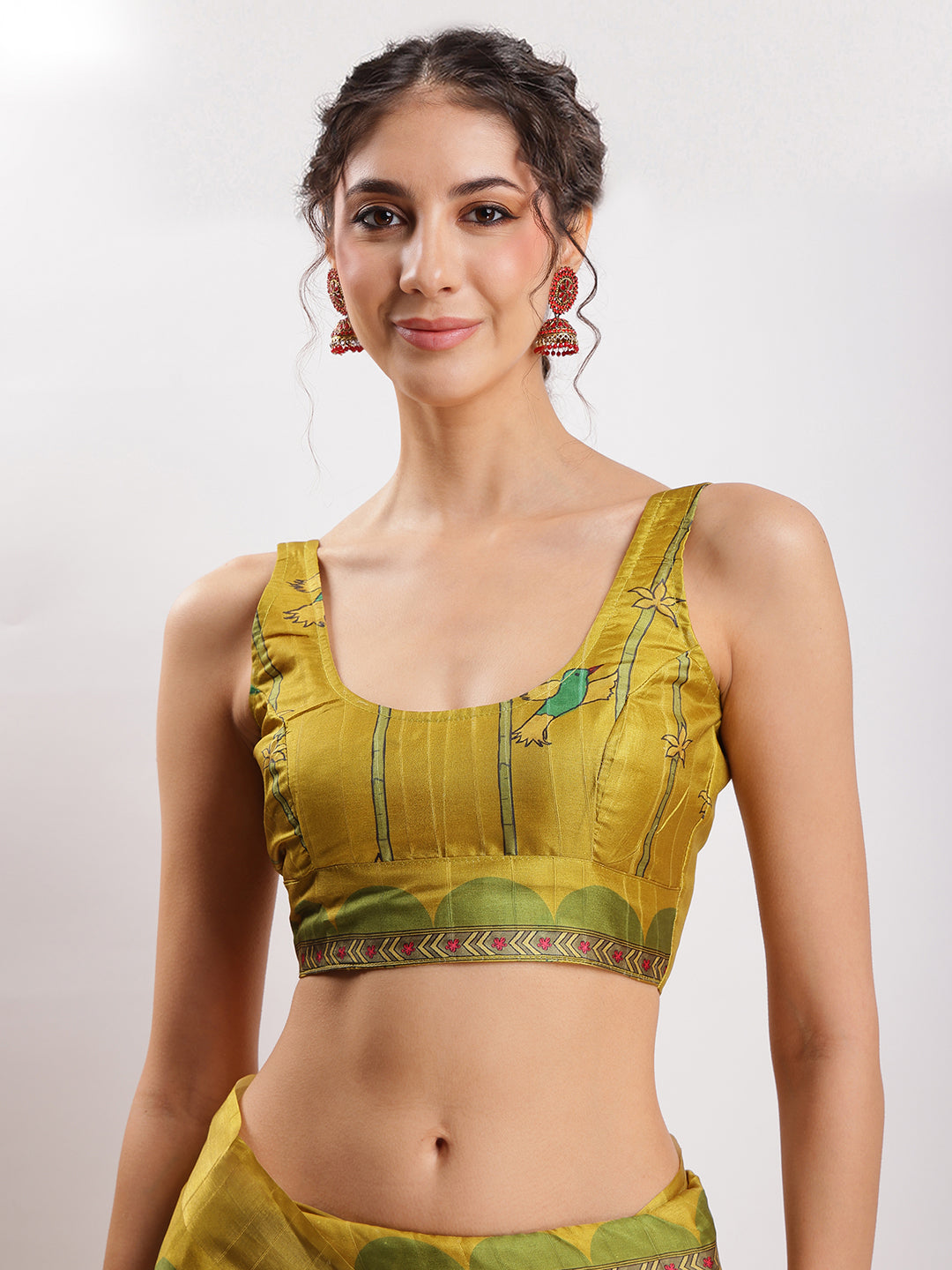 Janasya Green Silk Blend Ethnic Motifs Printed Grab2Buy 